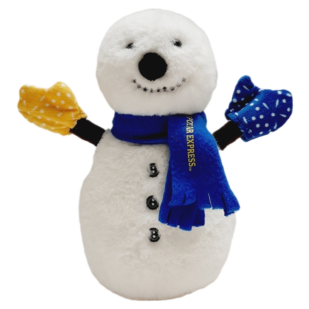 🍒 The Polar Express Snowman Blue Scarf Yellow Blue Mittens Plush Soft Kids Toy